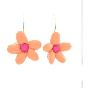 Betsey Johnson Orange and Pink Puffy Flower Earrings